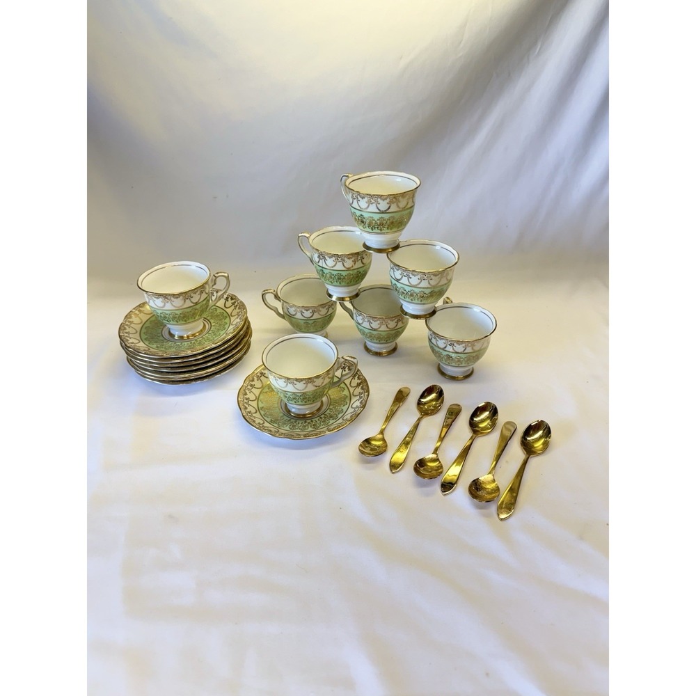 *RARE* Vintage Royal Stafford 8178 - Demitasse & Saucer Set Of 8 W/ 6 Spoons